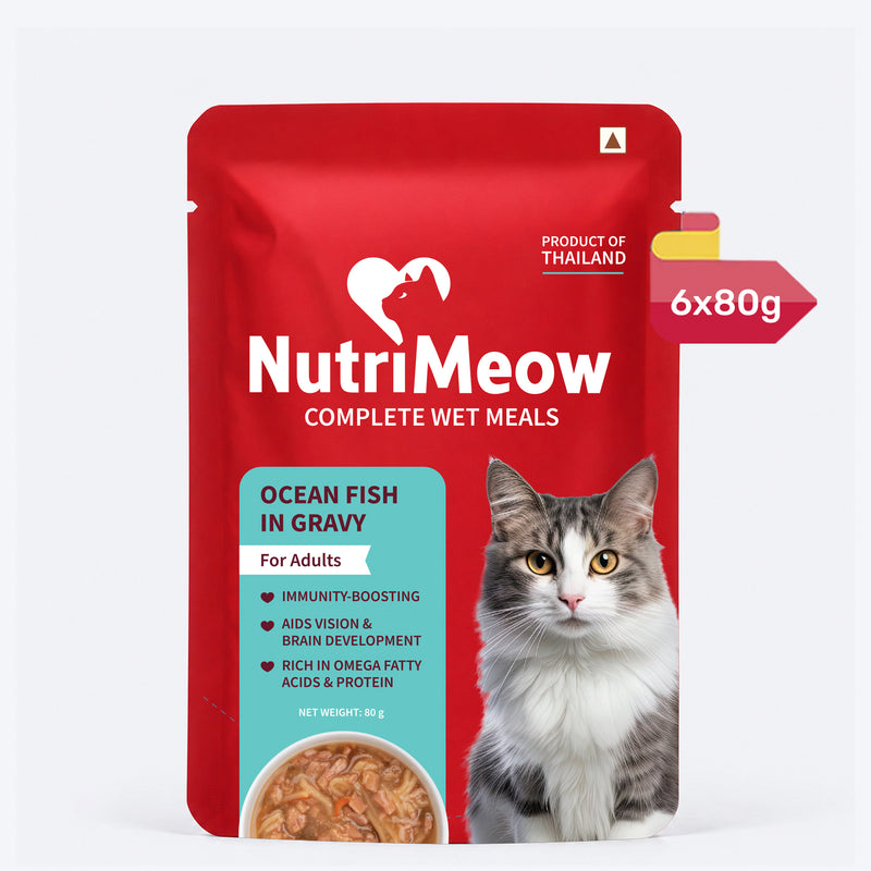 NutriMeow Oceanfish In Gravy Wet Food For Adult Cat - 80 gm