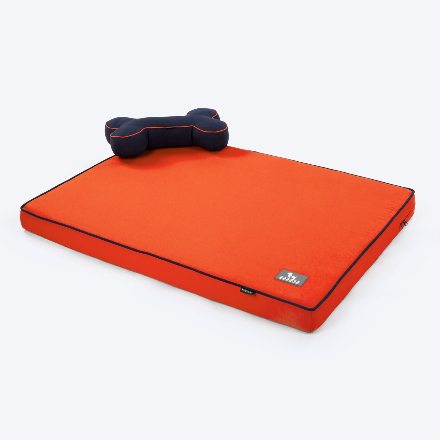 HUFT Made To Order Orthopaedic Dog Bed (Free Bone Cushion) - Orange & Blue
