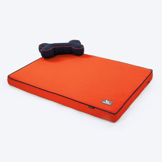 HUFT Made To Order Orthopaedic Dog Bed (Free Bone Cushion) - Orange & Blue
