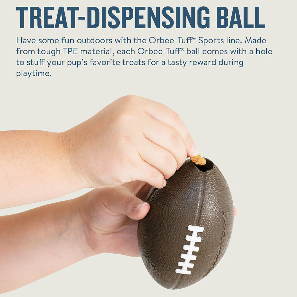 Petstages Orbee-Tuff Football Treat Dispensing Chew Dog Toy - Brown - Heads Up For Tails