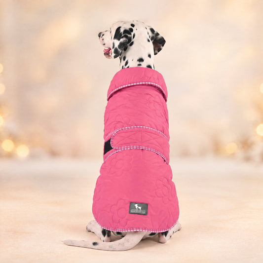 HUFT Winter Bloom Quilted Jacket For Dog - Pink - Heads Up For Tails