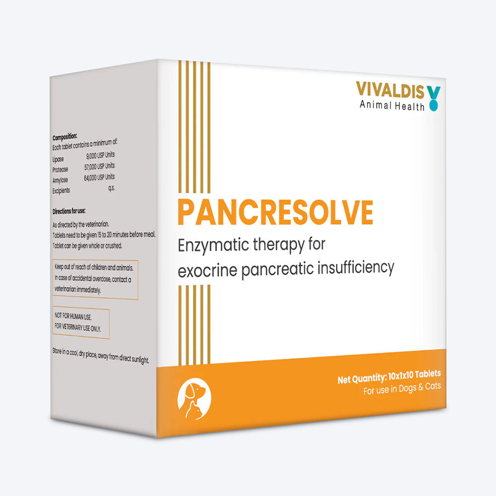 Vivaldis RX PancreSolve Digestive Enzyme Tablets For Dog & Cat - 10 Tablets - Heads Up For Tails