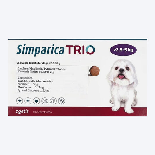 Zoetis Simparica Trio Chewable Tablets For Dog & Cat - 3 Tablets - 6 mg