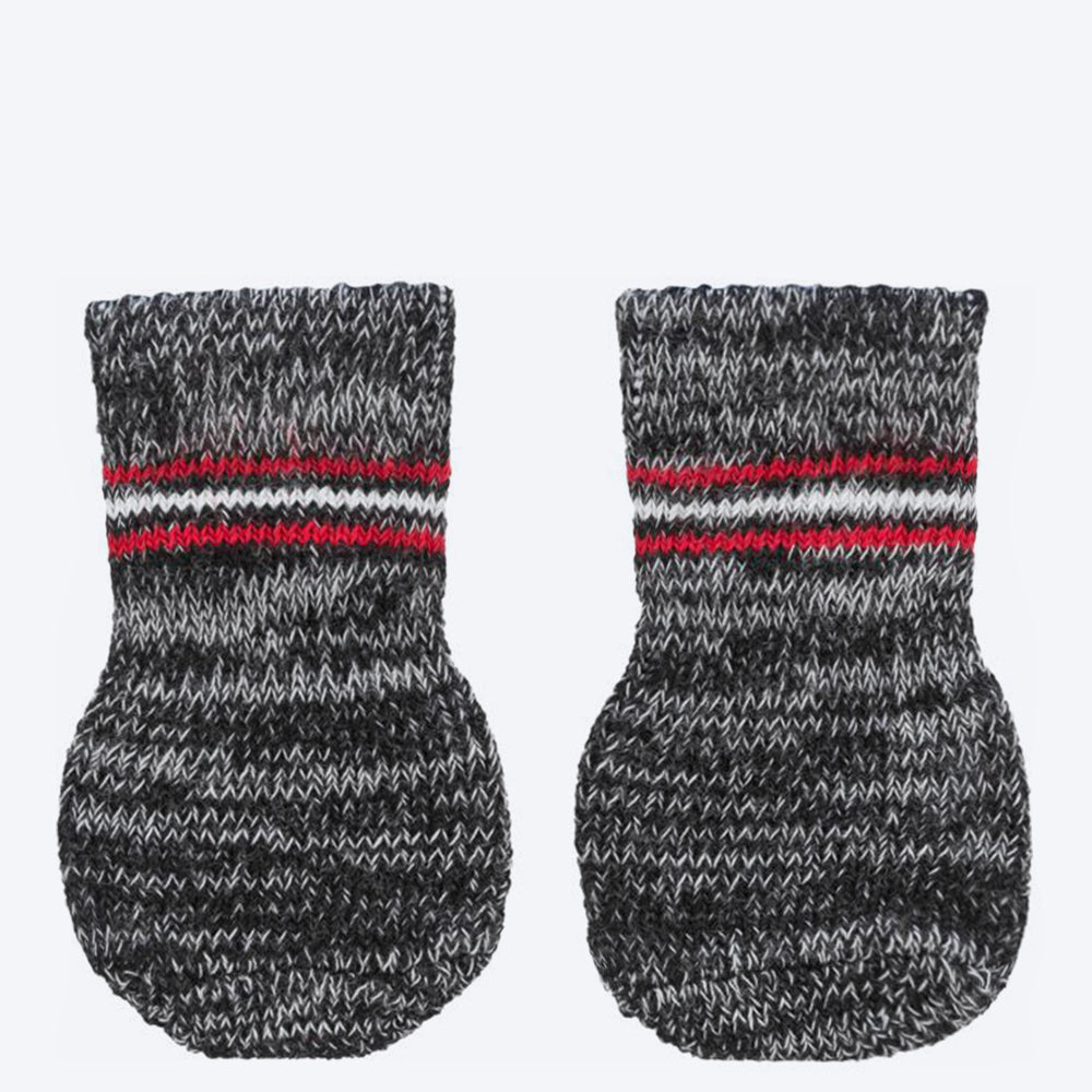 Trixie Non-Slip Socks for Dogs - Grey - 1 Pair ( 2 socks Covers 2 Paws Only) - Heads Up For Tails