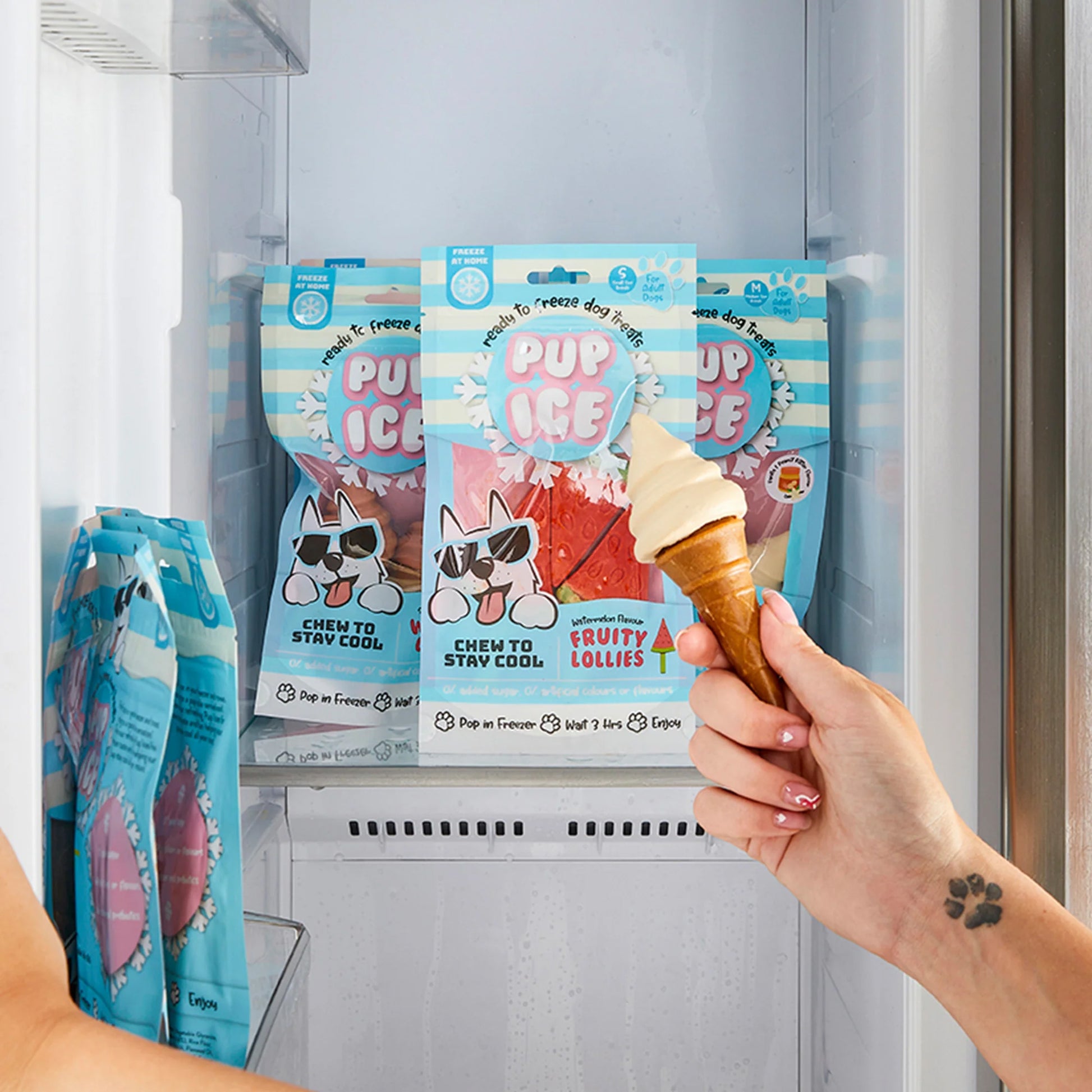 Pup Ice Waffle Cones Vanilla & Peanut Butter Ready To Freeze Treat For Adult Dog - 110 gm - Heads Up For Tails