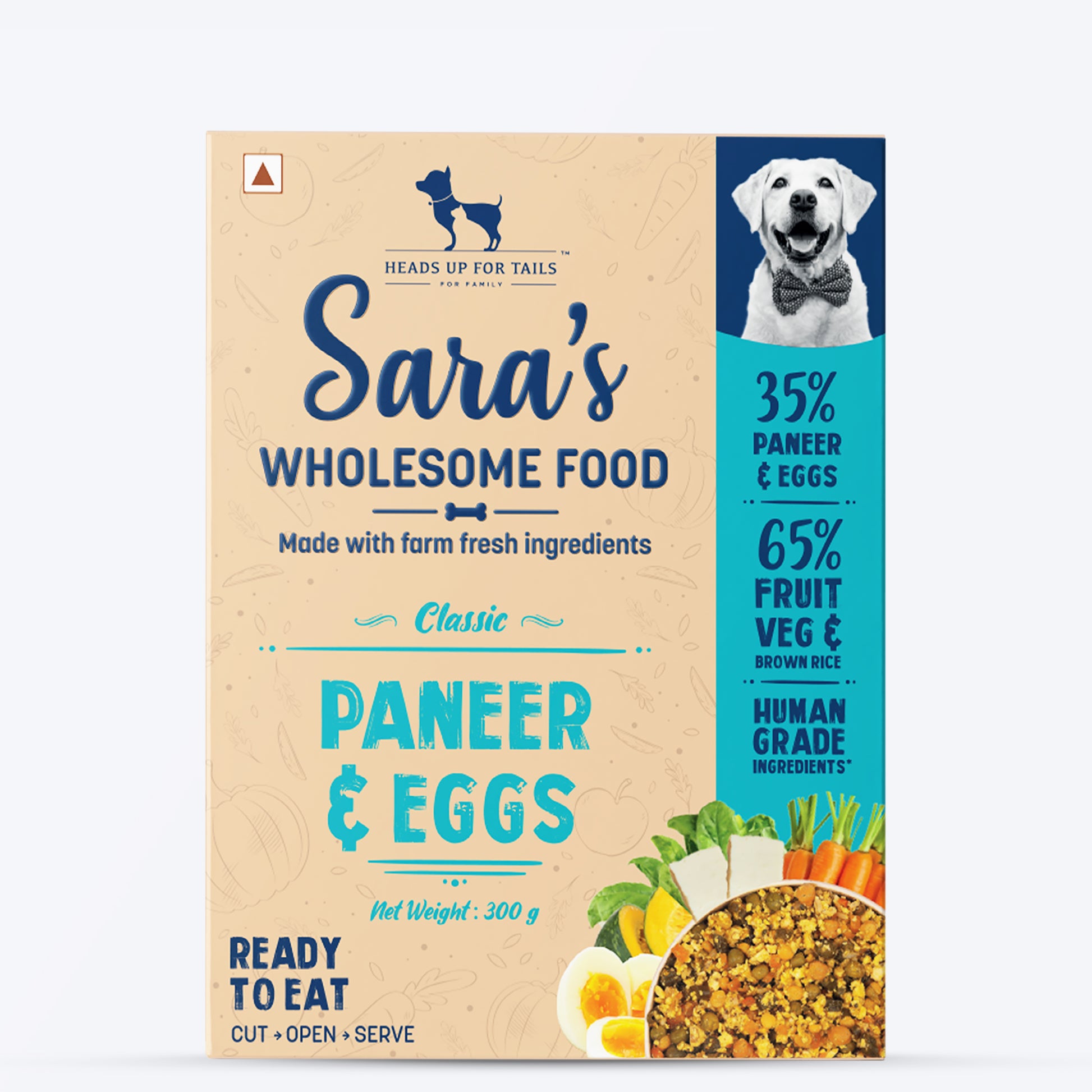 HUFT Sara's Wholesome Food - Classic Paneer And Eggs Dog Wet Food (300gm Packs) - Heads Up For Tails
