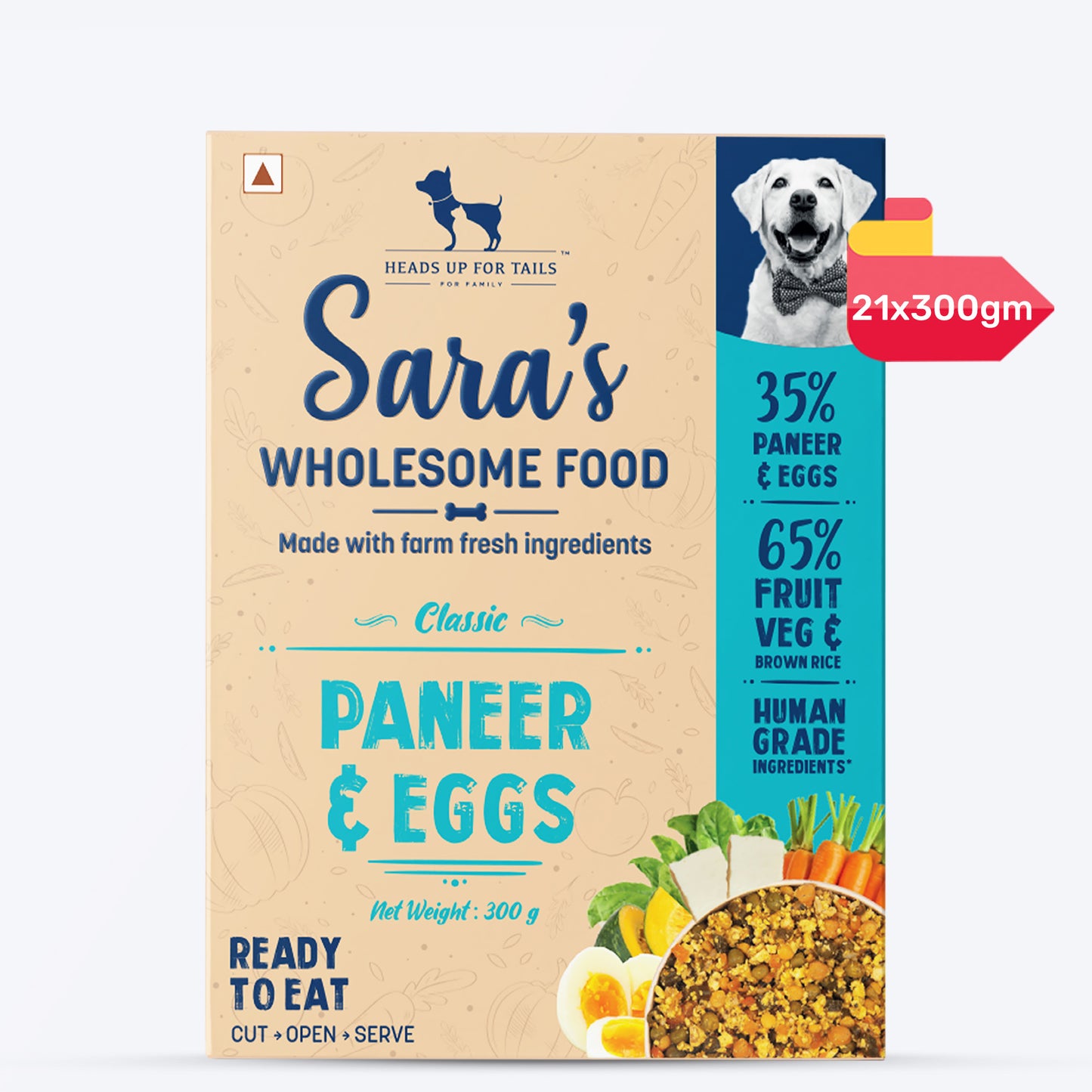 Sara's Wholesome Classic Paneer And Eggs Dog Food - 300 gm