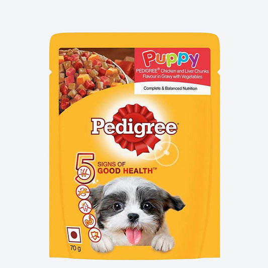 Pedigree Chicken & Liver Chunks in Gravy with Vegetables Wet Puppy Food - 70 g-1