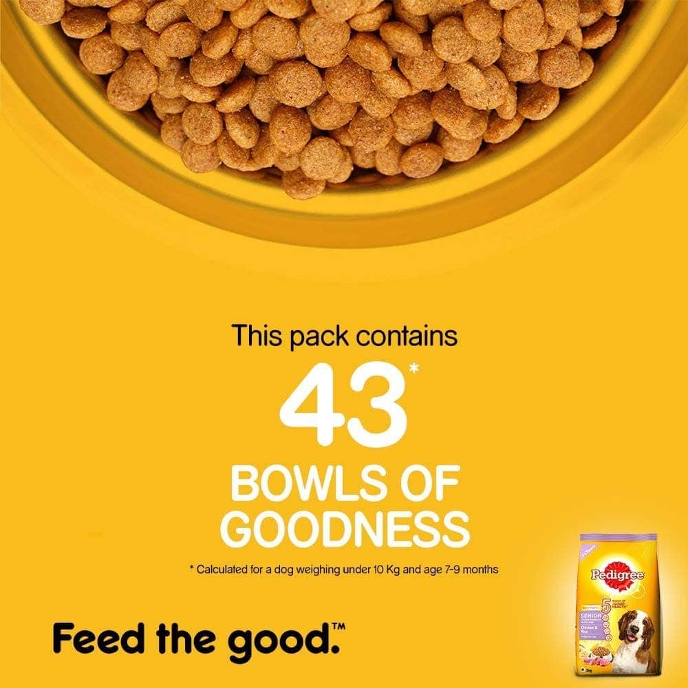 Pedigree Chicken & Rice Senior (7+ Years) Dog Dry Food - Heads Up For Tails
