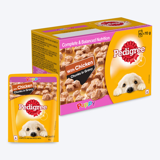 Pedigree Chicken & Liver Chunks Puppy Wet Food - 1.05 kg - Heads Up For Tails