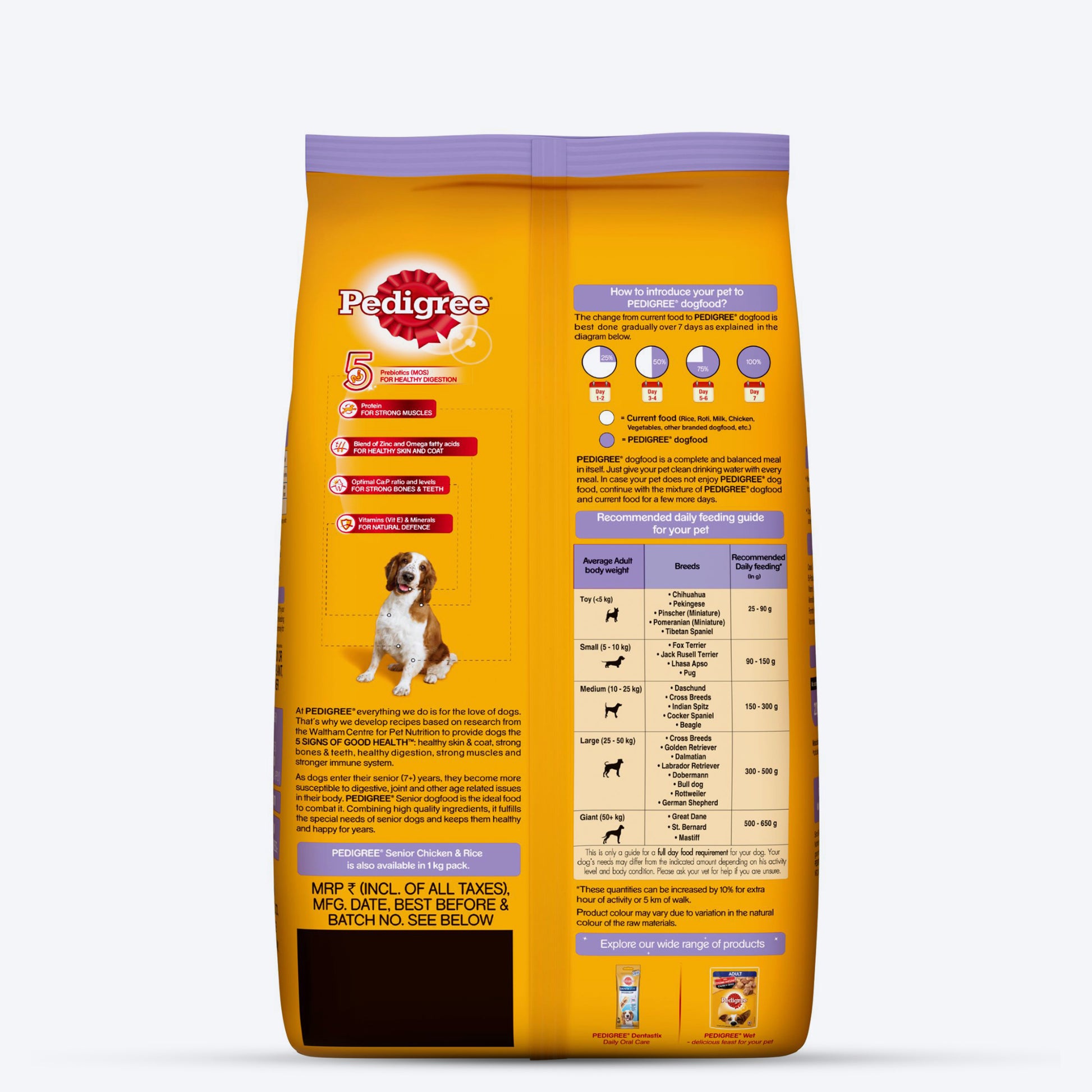 Pedigree Chicken & Rice Senior (7+ Years) Dog Dry Food - Heads Up For Tails