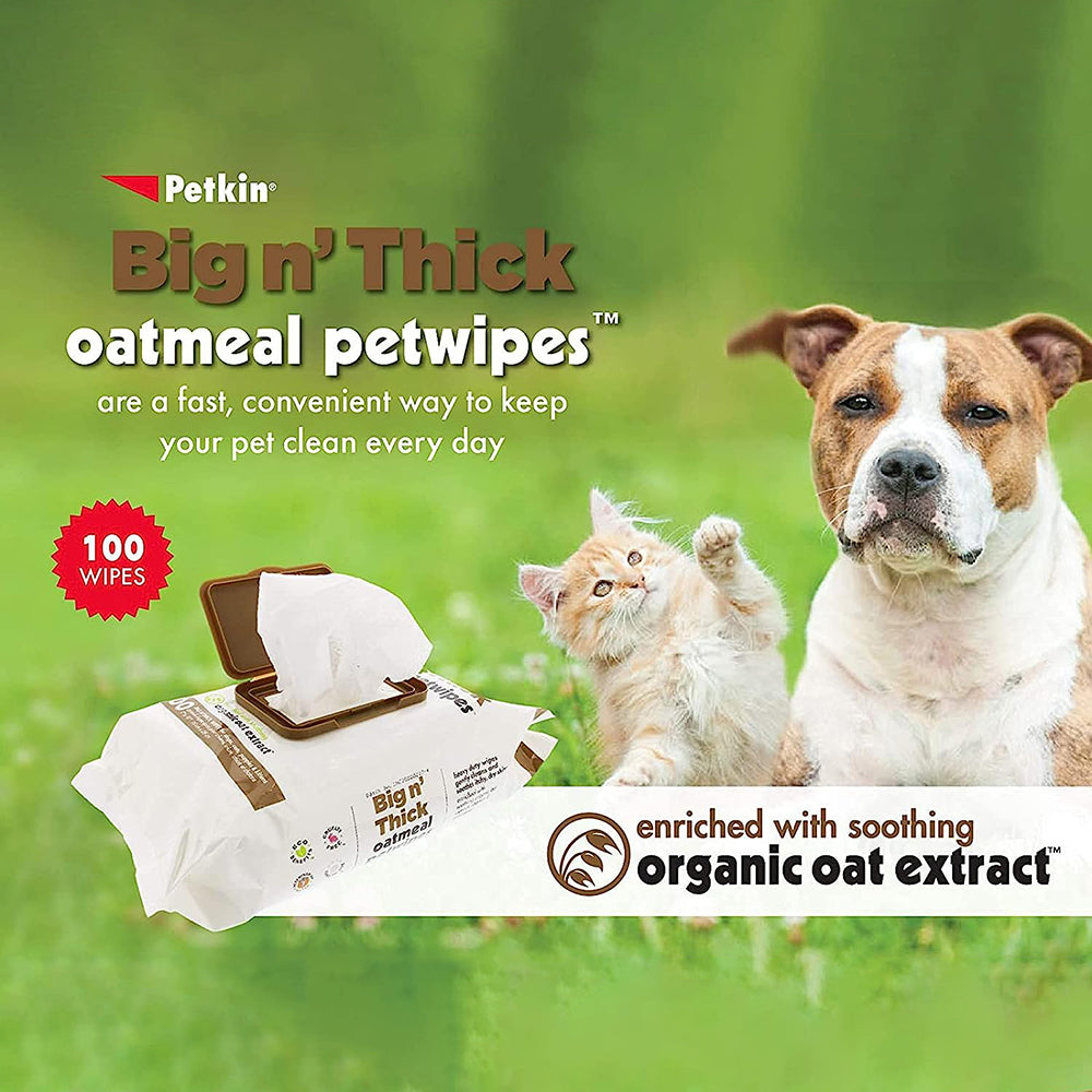 PetKin Oatmeal Dog & Cat Wipes Value Pack - 125 Pcs - Heads Up For Tails