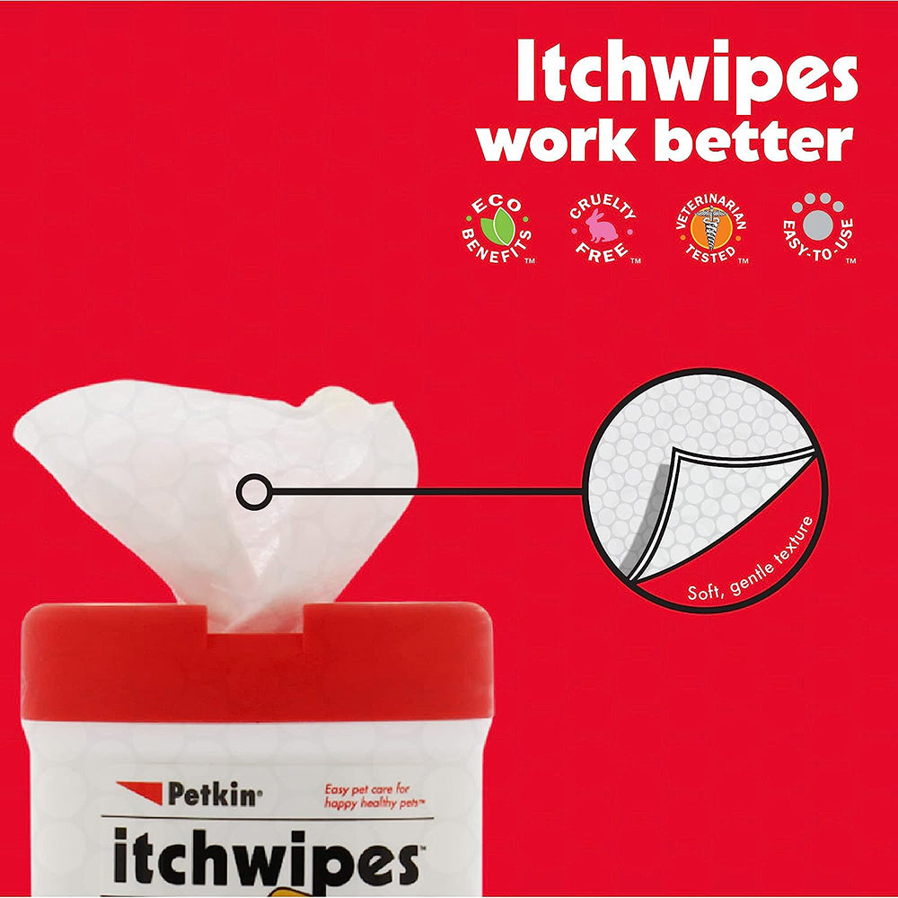 Petkin Itch Wipes for Dogs and Cats - 30 wipes - Heads Up For Tails