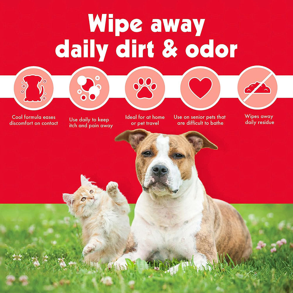 Petkin Itch Wipes for Dogs and Cats - 30 wipes - Heads Up For Tails