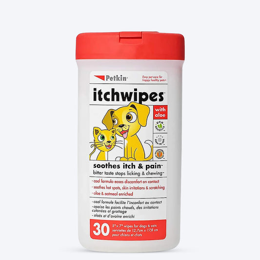 Petkin Itch Wipes for Dogs and Cats - 30 wipes - Heads Up For Tails