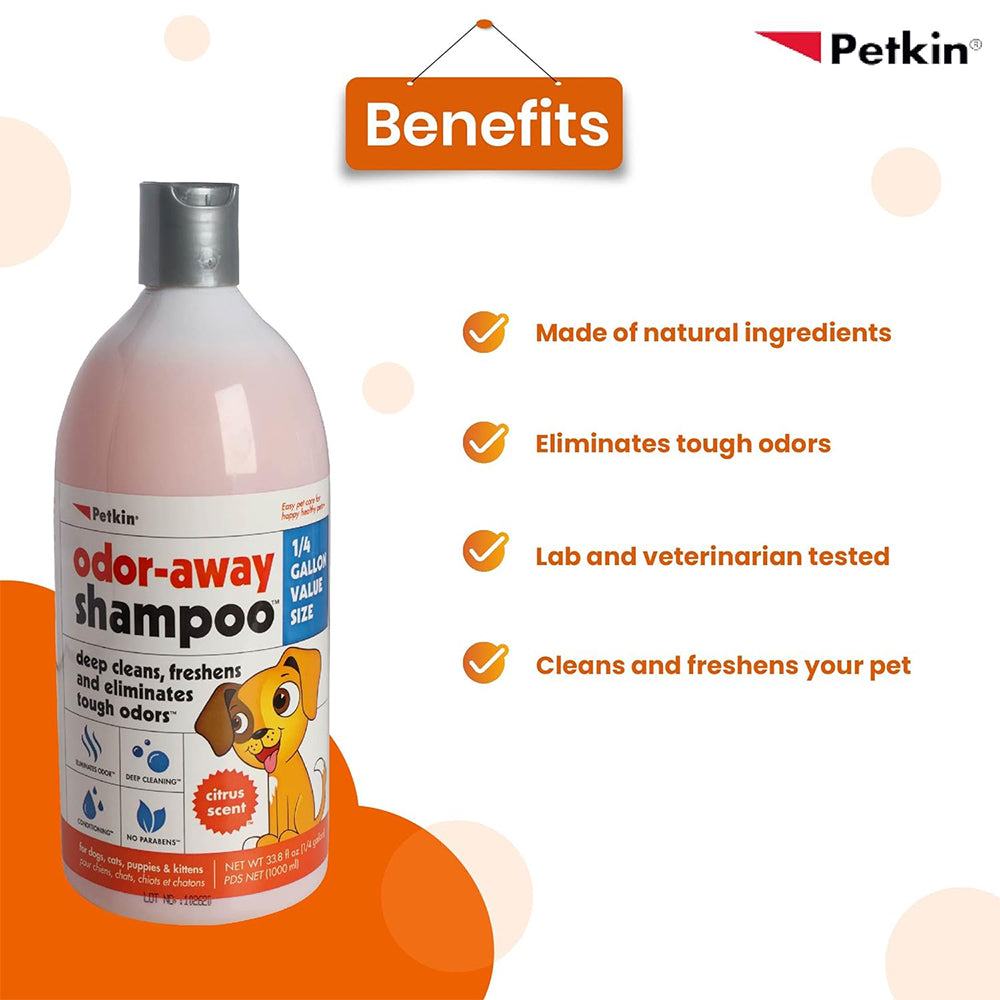 Petkin Odor-Away Shampoo For Dogs & Cats - Citrus - 1000 ml_02
