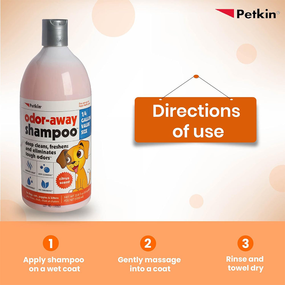 Petkin Odor-Away Shampoo For Dogs & Cats - Citrus - 1000 ml_04