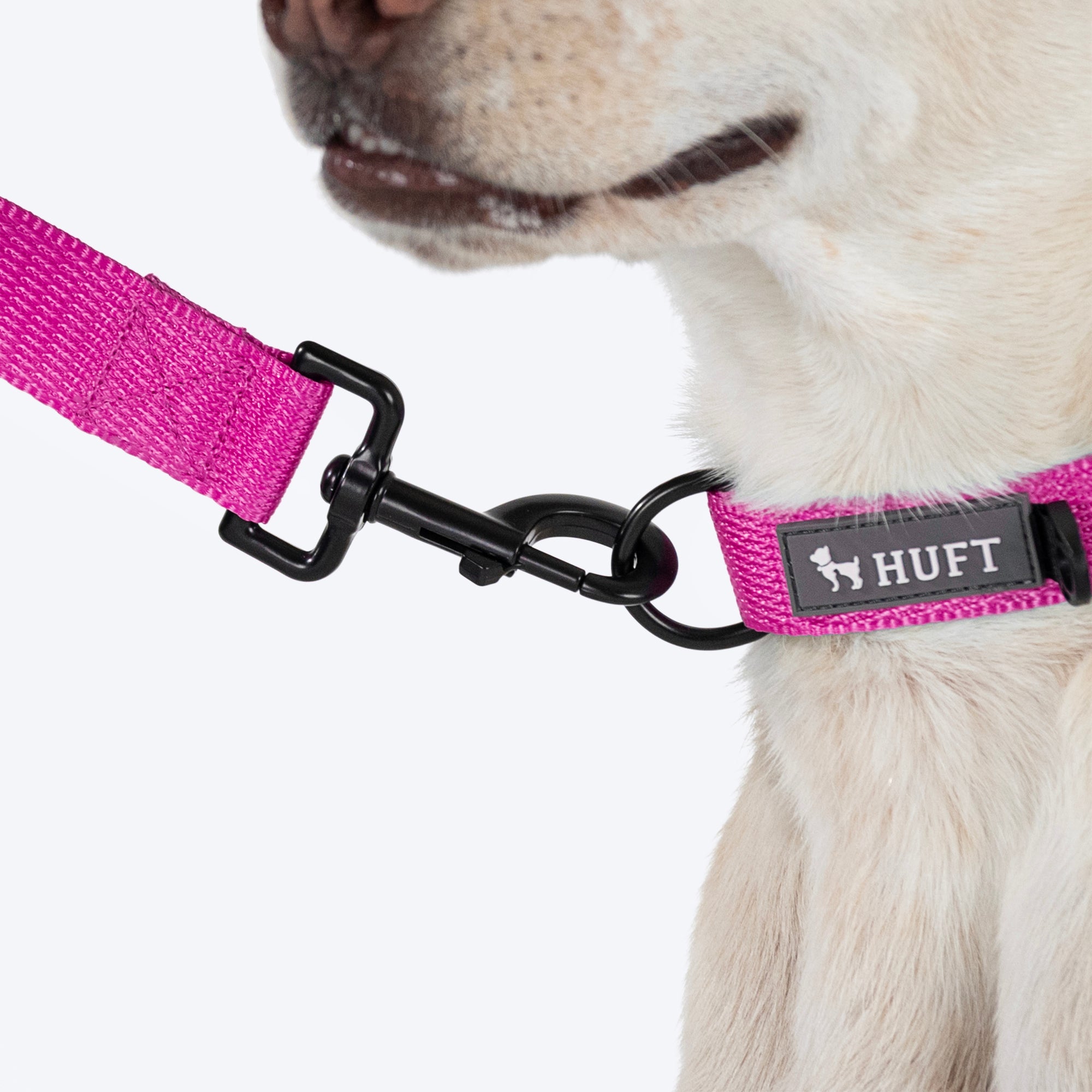 HUFT Basics Dog Leash Pink Lightweight Comfortable Grip Heads Up For Tails