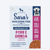 Sara's Wholesome Hypoallergenic Diet Pork & Quinoa Dog Wet Food, 300 g, features farm-fresh ingredients and low fat.