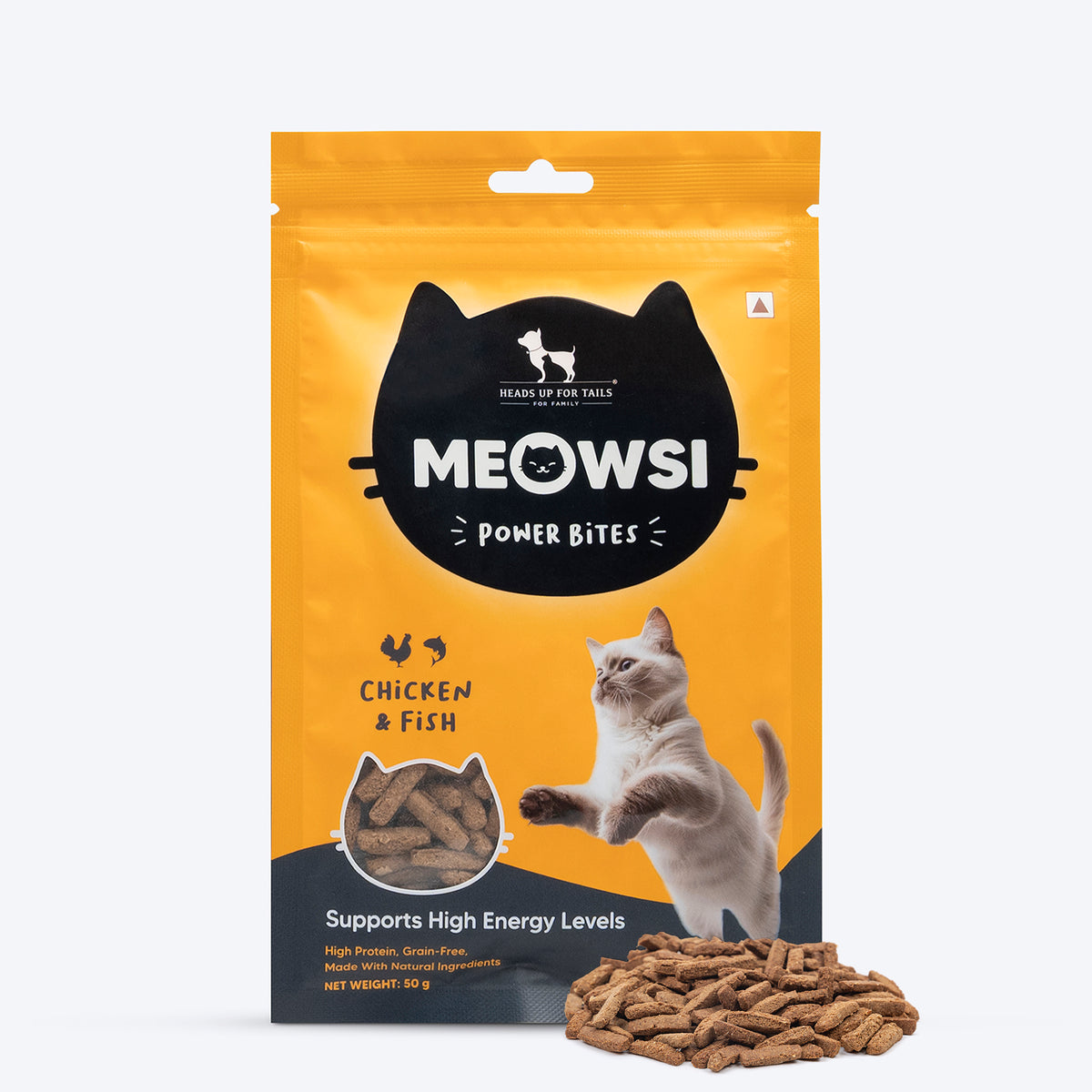 Meowsi Chicken & Fish Power Bites Cat Treats Grain-Free 50g