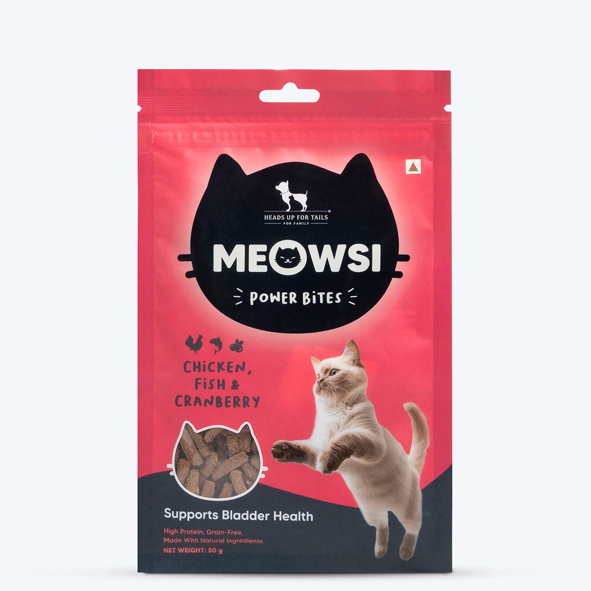 Meowsi Chicken, Fish & Cranberry Power Bites Treats For Cat - 50g