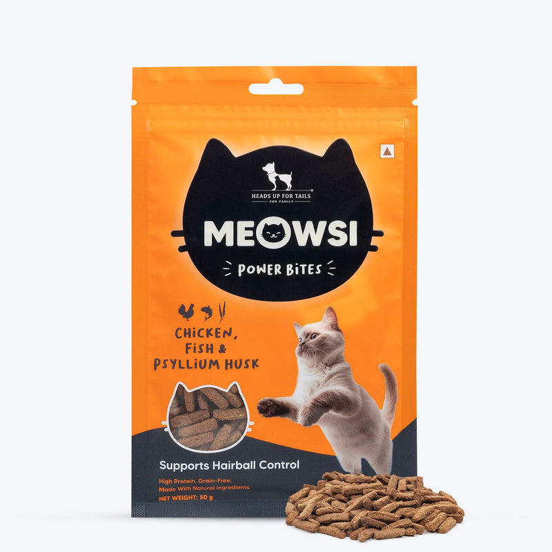 Meowsi Chicken, Fish & Psyllium Husk Power Bites Treats For Cat - 50g