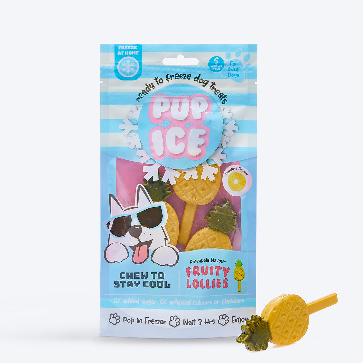 Pup Ice Fruity Lollies Pineapple Ready To Freeze Treat For Adult Dog - 90 gm