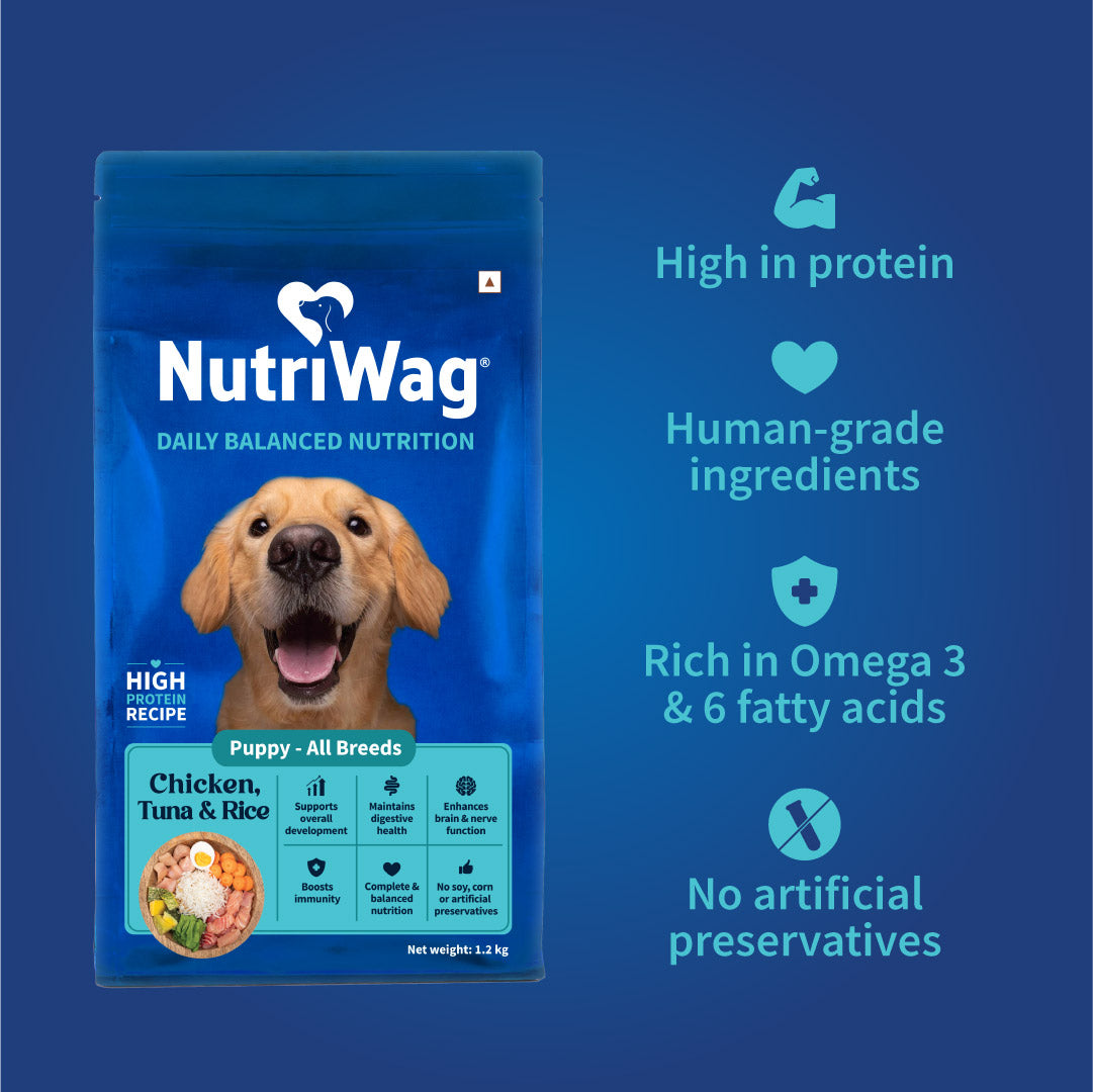 NutriWag Chicken, Tuna & Rice Dry Food For Puppy - Heads Up For Tails