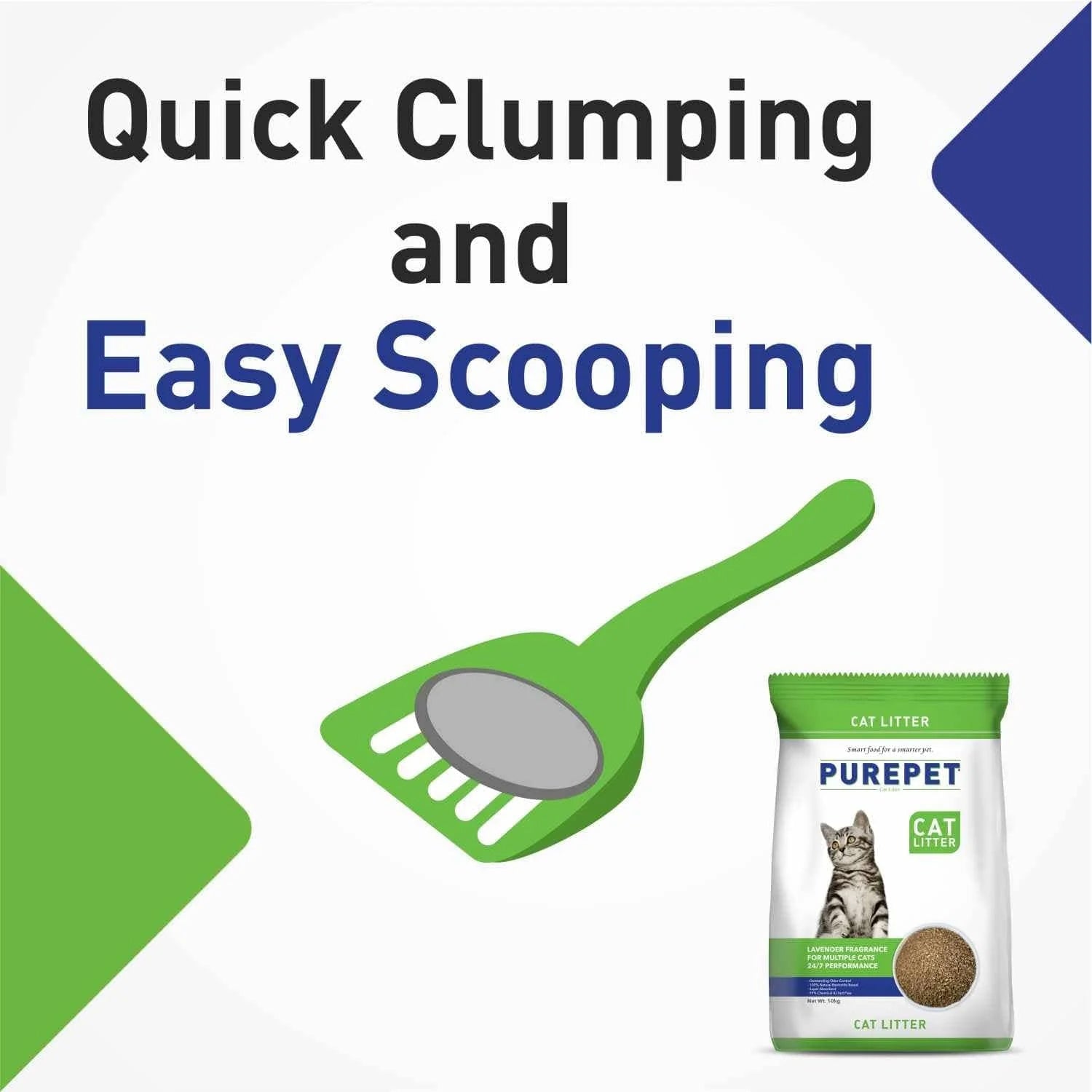 Purepet Lavender Scented Clumping Cat Litter - 10kg - Heads Up For Tails