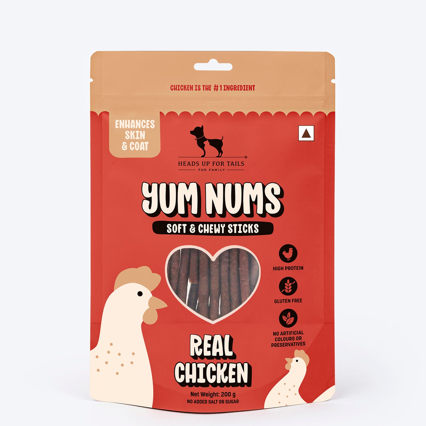 HUFT Yum Nums Soft & Chewy Sticks Real Chicken Treat For Dogs - Heads Up For Tails