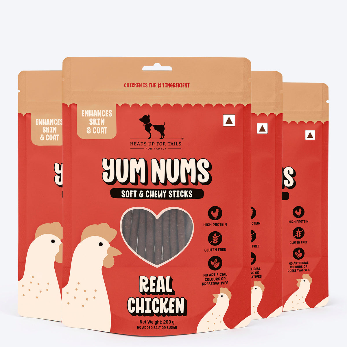 HUFT Yum Nums Soft & Chewy Sticks Real Chicken Treat For Dogs