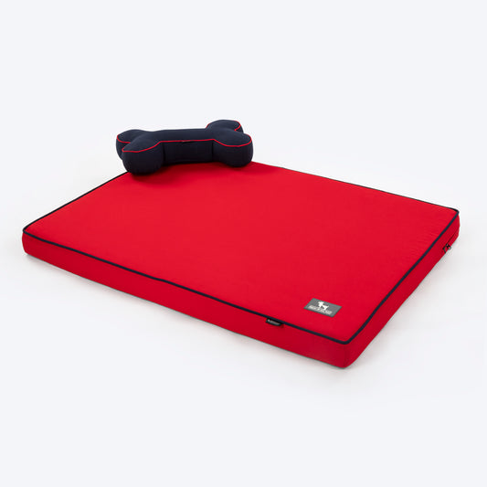 HUFT Made To Order Orthopaedic Dog Bed (Free Bone Cushion) - Red & Navy