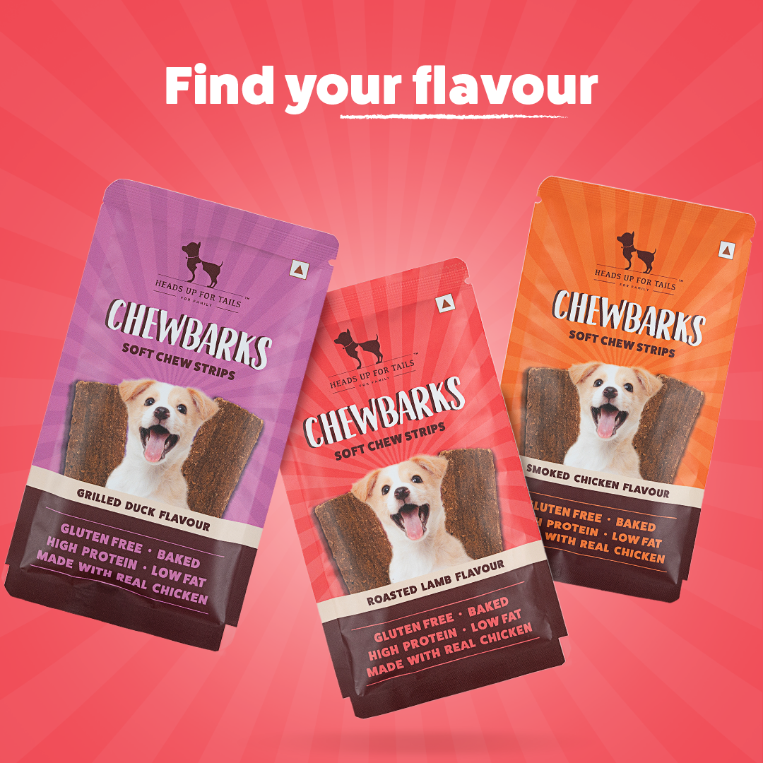 HUFT Chewbarks Dog Soft Chew Strips Treats Roasted Lamb 30gm