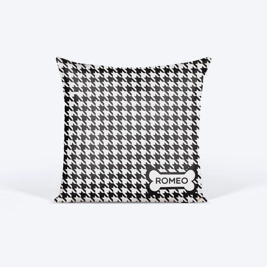 HUFT Houndstooth Personalised Cushion - 12 inches (30 x 30 cm) - Heads Up For Tails