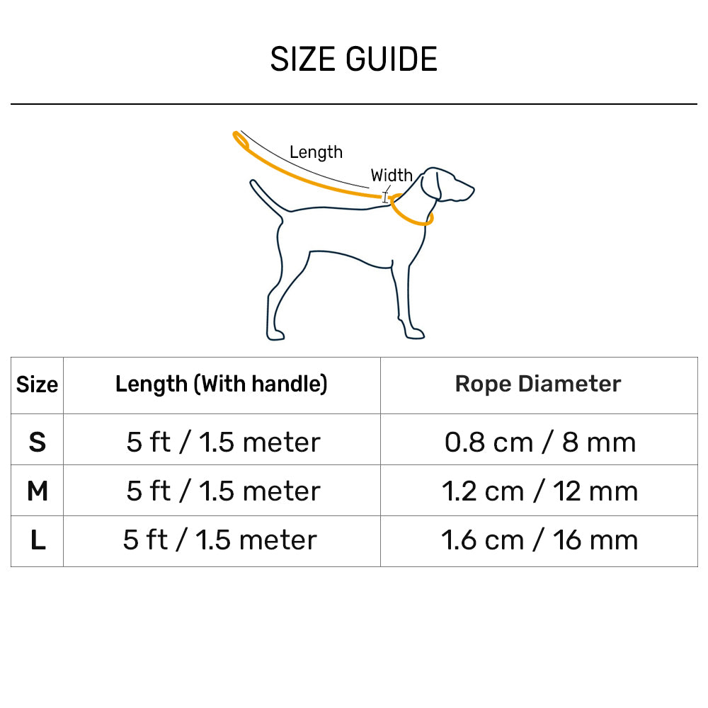 HUFT Classic Rope Leash For Dog - Black - 5 ft - Heads Up For Tails
