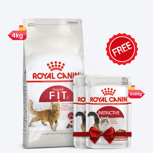 Royal Canin Fit Dry & Instinctive Wet Food Combo For Cat - 4 kg