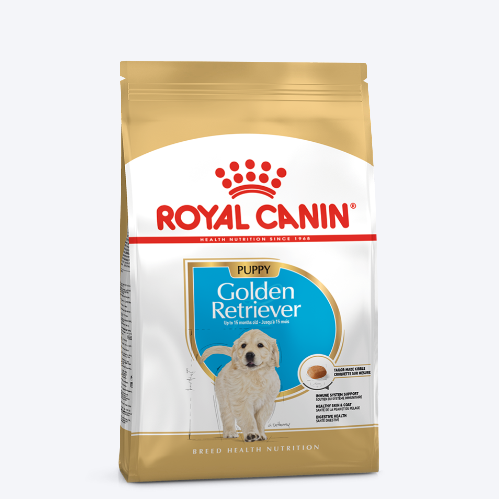 Royal Canin Golden Retriever Dry Dog Food & Chicken Blend Bone Broth For Puppy - Heads Up For Tails