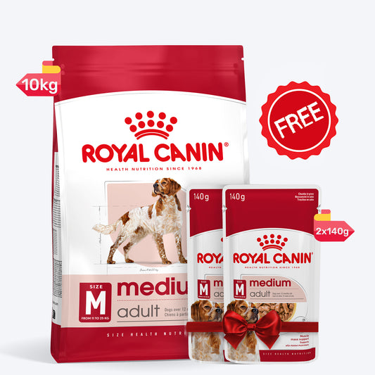 Royal Canin Medium Dry & Wet Food Combo For Adult Dog - 10 kg