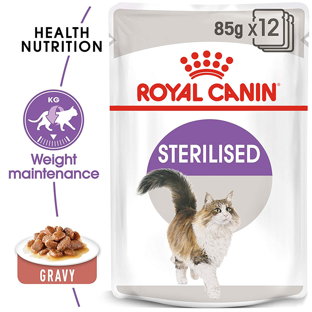 Royal Canin Sterilised/Neutered Wet Cat Food - 85 g packs - Heads Up For Tails