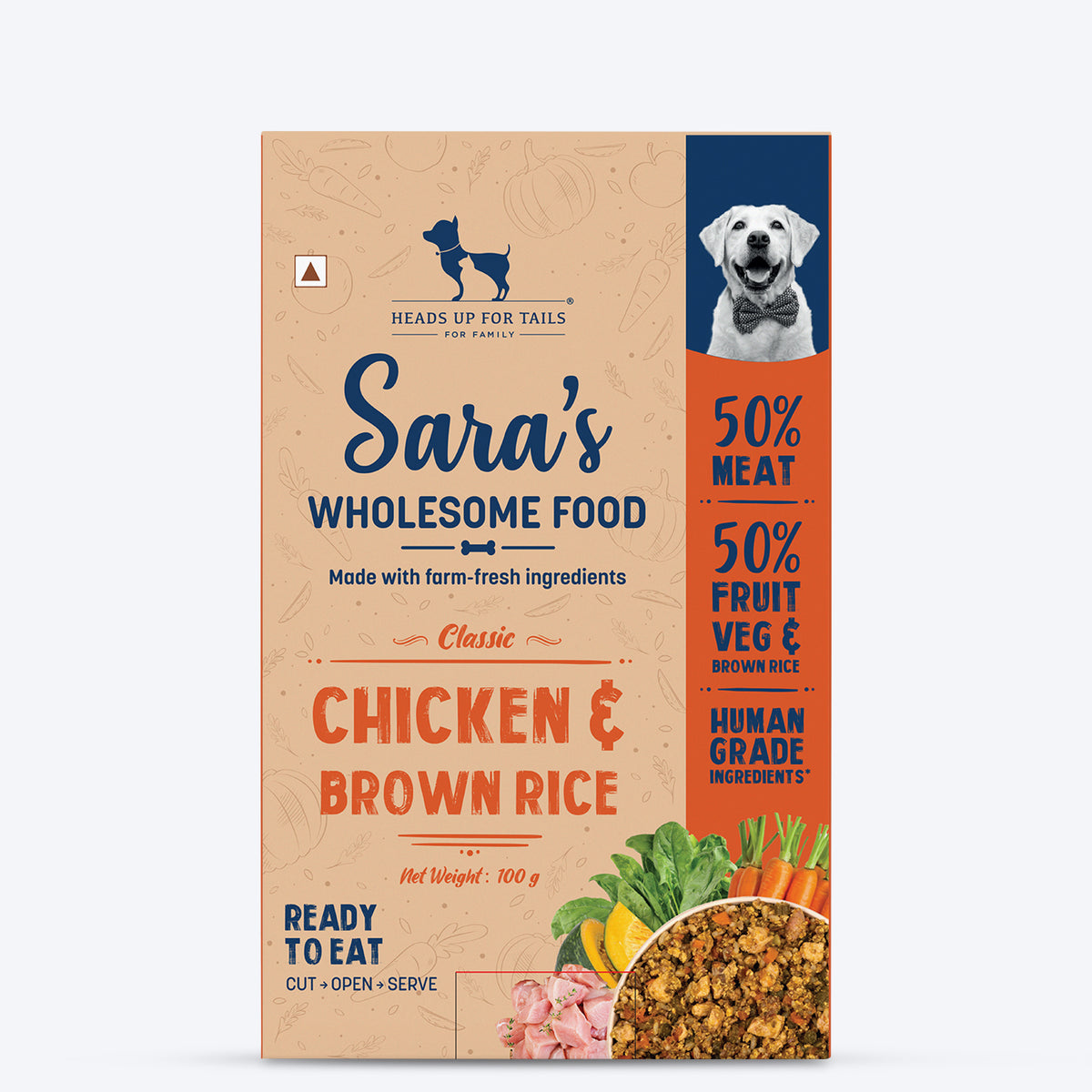 Sara's Wholesome Classic Chicken &amp; Brown Rice Fresh Dog Food, All Natural, Ready-to-Eat, Wholesome Ingredients