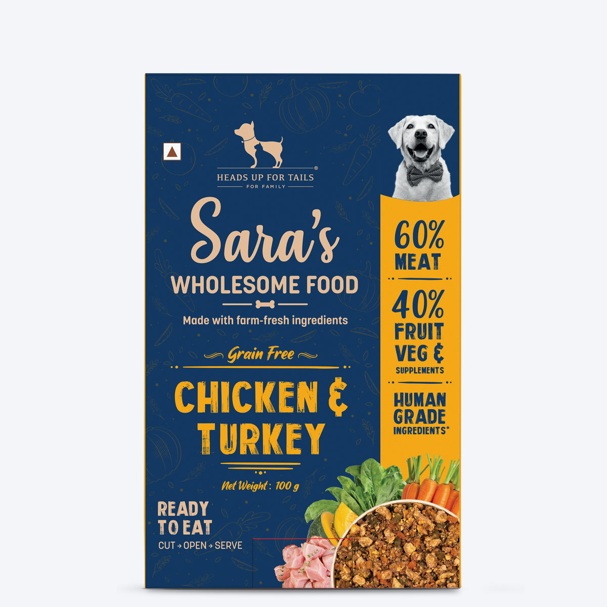 Sara's Wholesome Grain-Free Chicken &amp; Turkey Fresh Dog Food, Human-Grade, Preservative-Free, Grain-Free