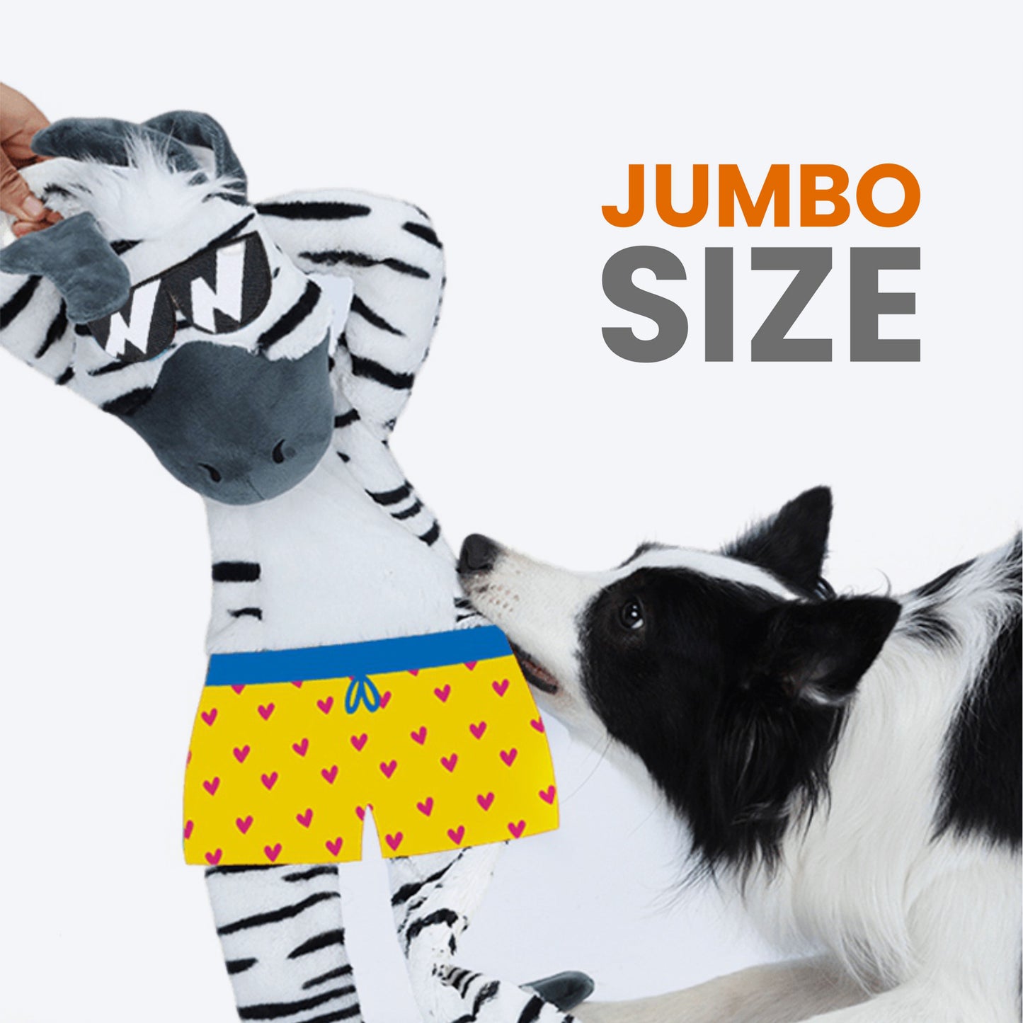 FOFOS Zebra Jumbo Safari Squeaky Plush Toy For Dog - Black & White - Heads Up For Tails