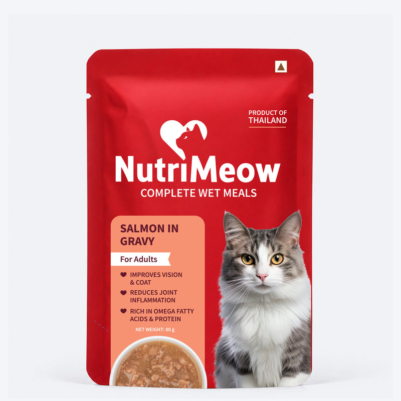 NutriMeow Salmon In Gravy Wet Food For Adult Cat - 80 gm