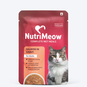 NutriMeow Salmon In Gravy Wet Food Adult Cat - 80 gm - Heads Up For Tails
