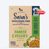 Sara's Wholesome Classic Paneer & Veggies Dog Food, 300 gm, features 35% paneer and 65% fruits, veggies, and brown rice.