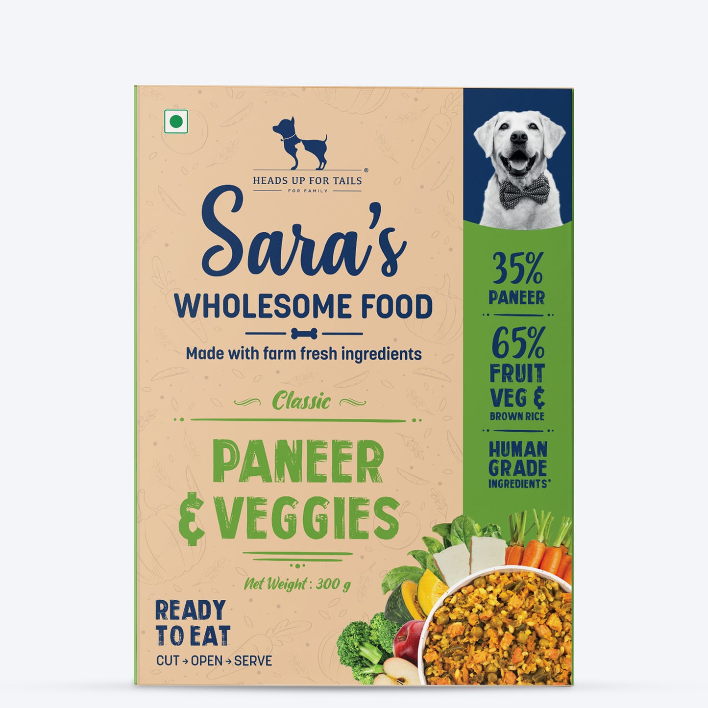 HUFT Sara's Wholesome Classic Paneer & Veggies Dog Food - 300 gm