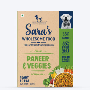 Sara's Wholesome Classic Paneer & Veggies Dog Food - 300 gm - Heads Up For Tails