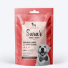 Sara's Doggie Treats Chicken Jerky with Applesauce, 70 g, featuring a dog on the packaging and natural ingredients.