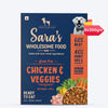 Sara's Wholesome Grain-Free Chicken & Veggies Dog Food, 300 gm, made with 60% meat and 40% fruits and veggies.