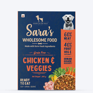 Sara's Wholesome Grain-Free Chicken & Veggies Dog Food - 300 gm - Heads Up For Tails